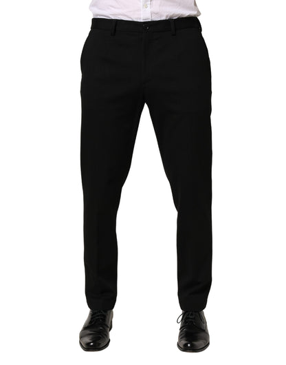 Black Wool Skinny Men Dress Trouser Pants