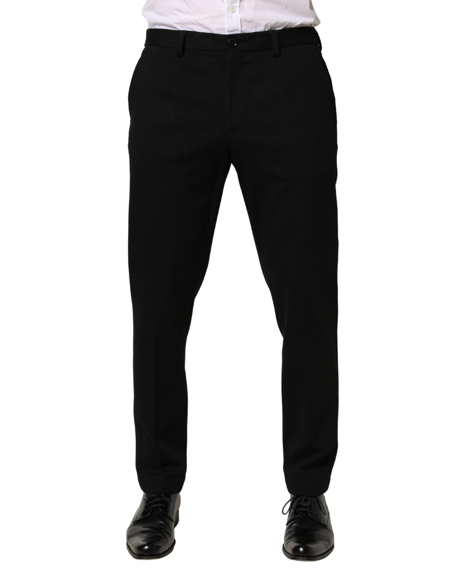 Black Wool Skinny Men Dress Trouser Pants