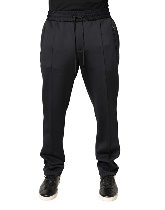 Black Polyester Skinny Jogger Trouser Pants