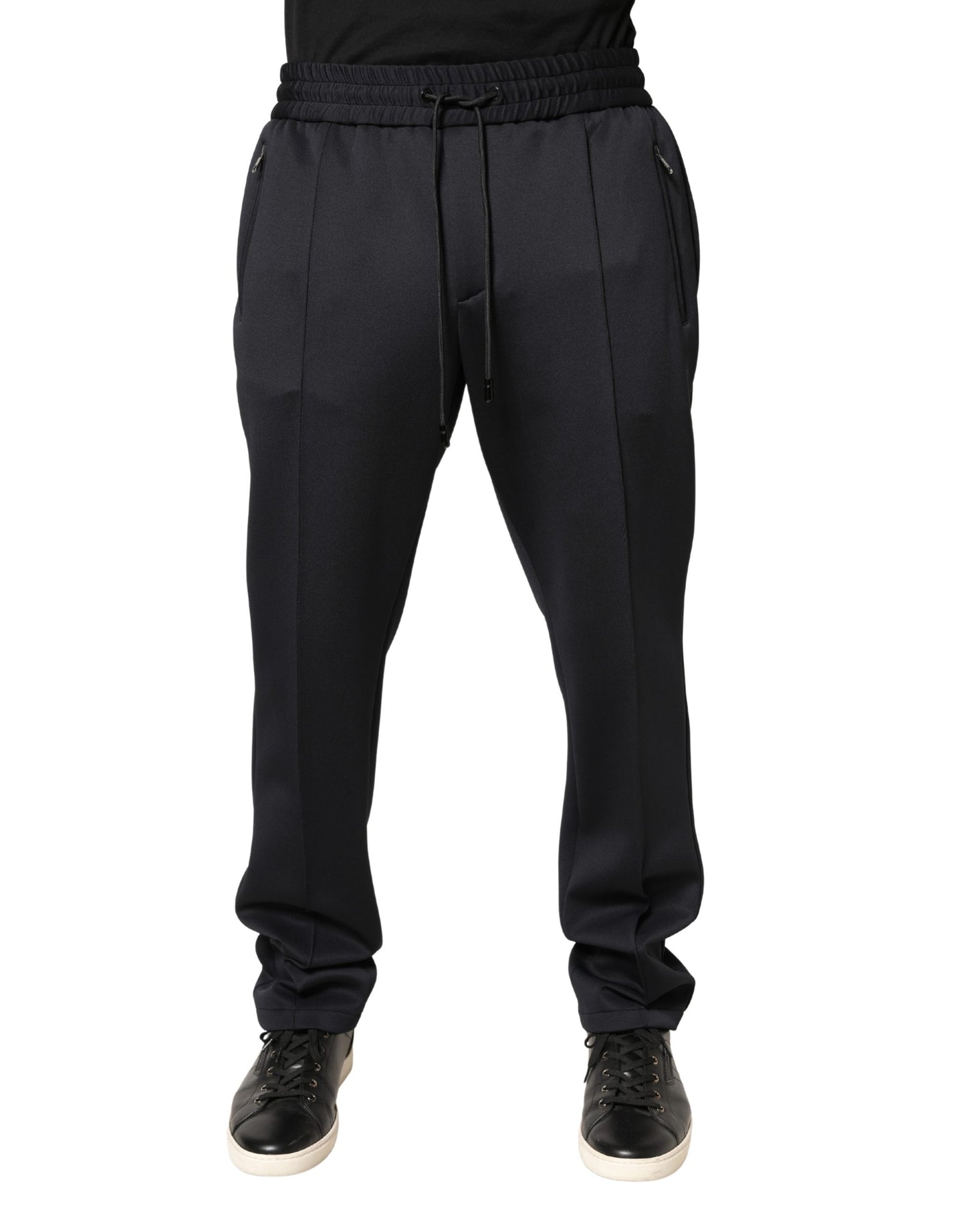 Black Polyester Skinny Jogger Trouser Pants