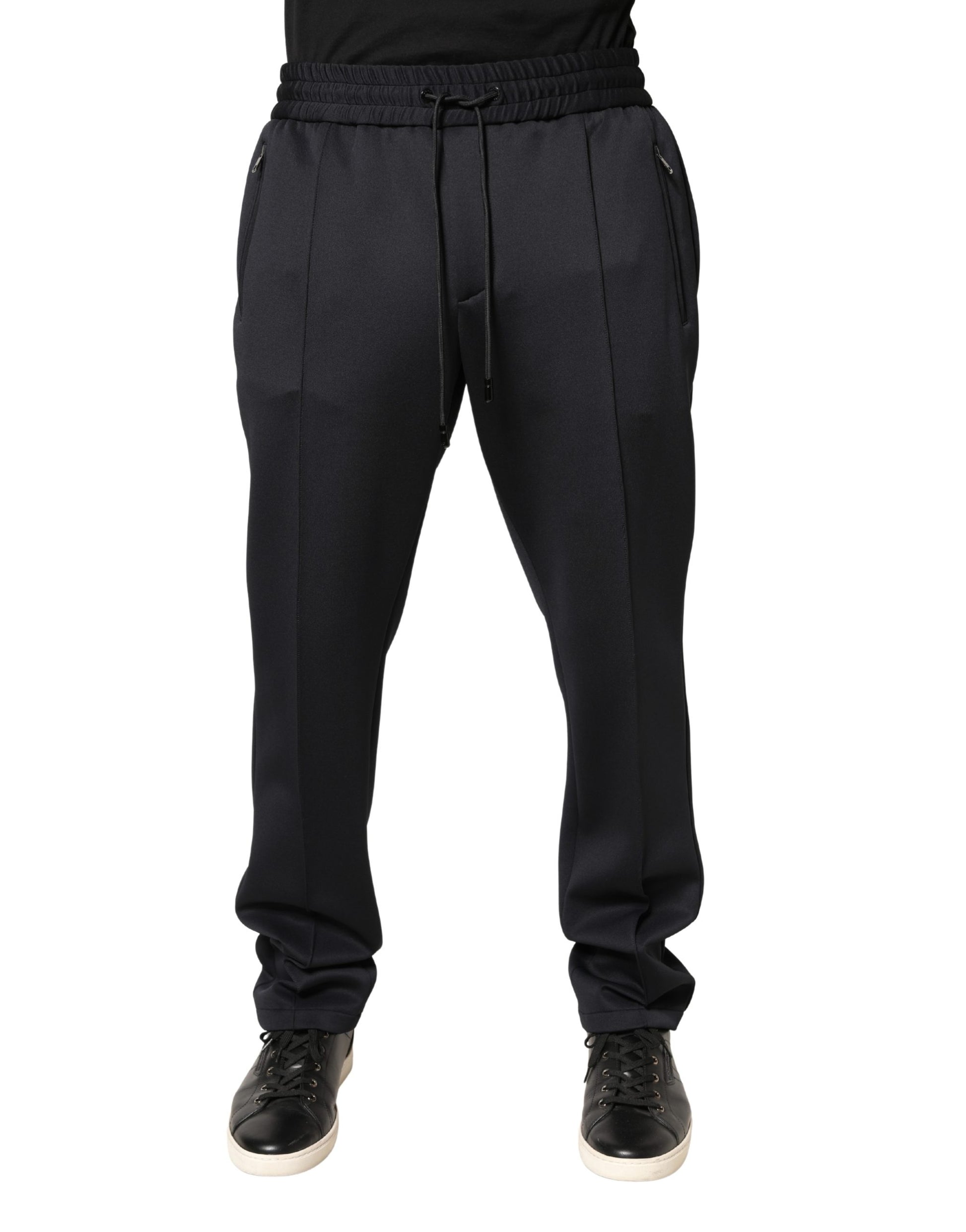 Black Polyester Skinny Jogger Trouser Pants