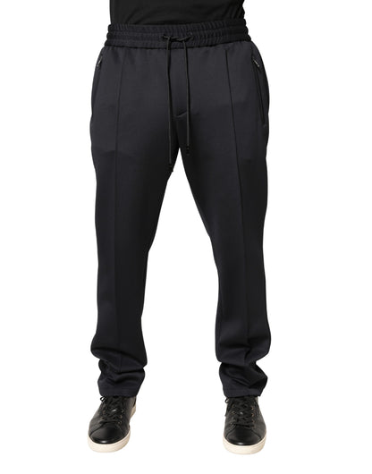 Black Polyester Skinny Jogger Trouser Pants