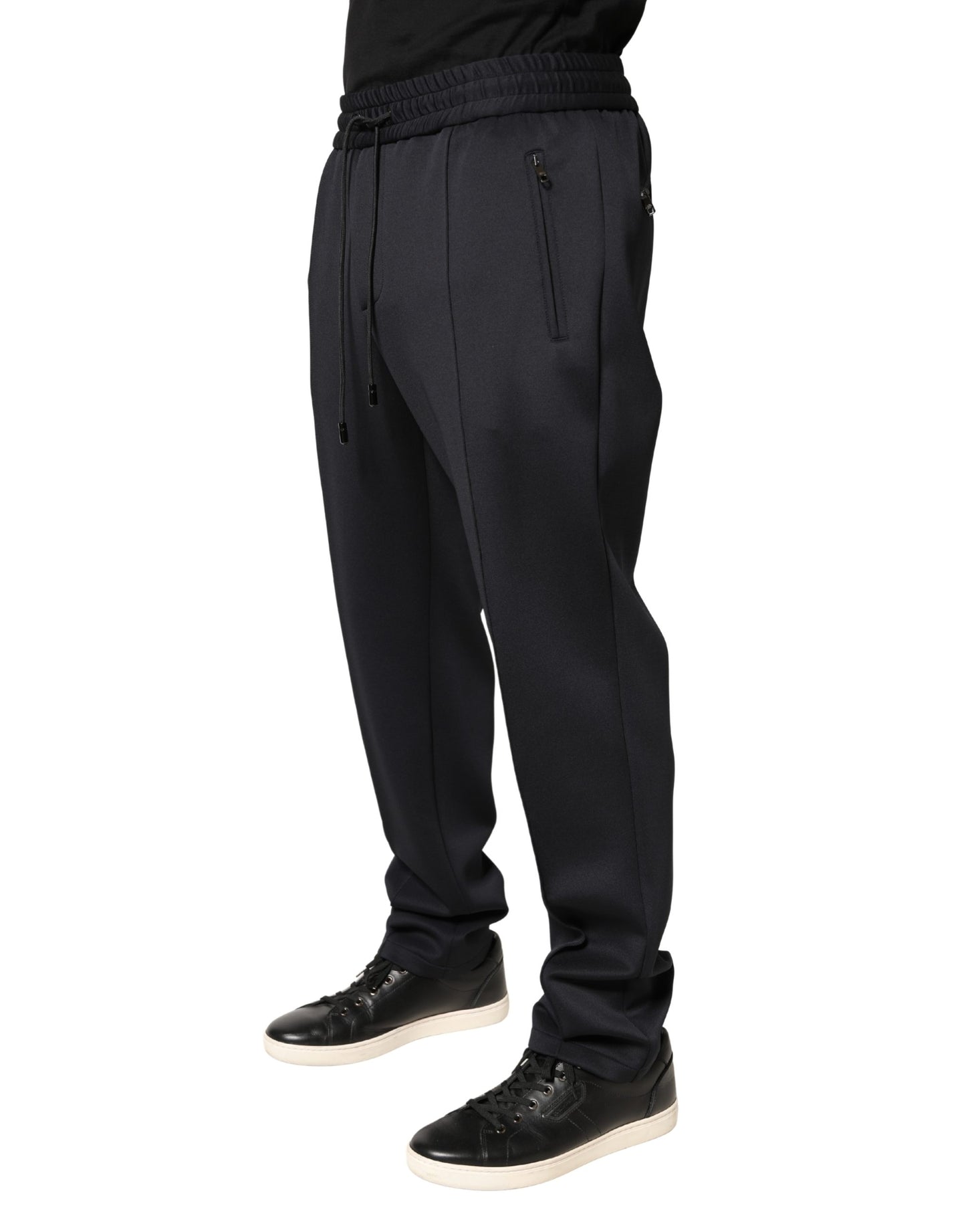 Black Polyester Skinny Jogger Trouser Pants