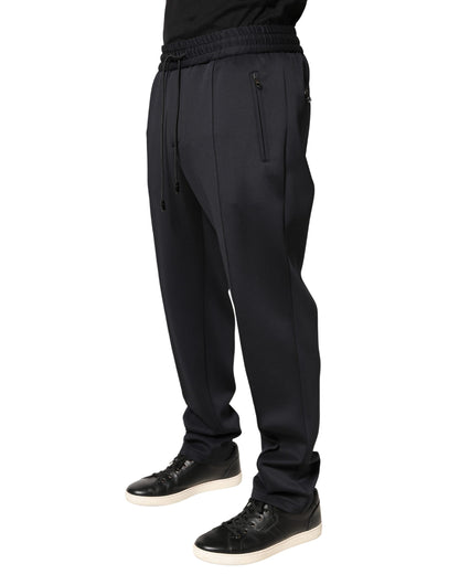 Black Polyester Skinny Jogger Trouser Pants