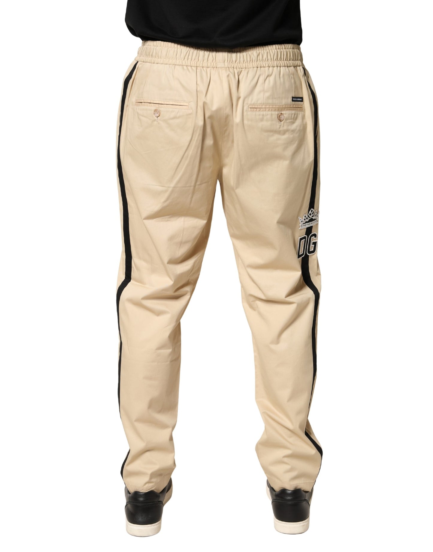 Beige Cotton Skinny Men Jogger Trouser Pants