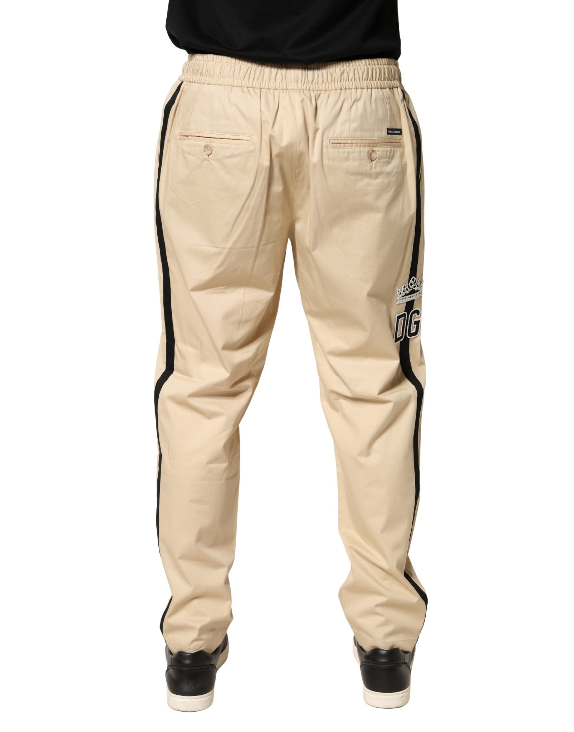 Beige Cotton Skinny Men Jogger Trouser Pants
