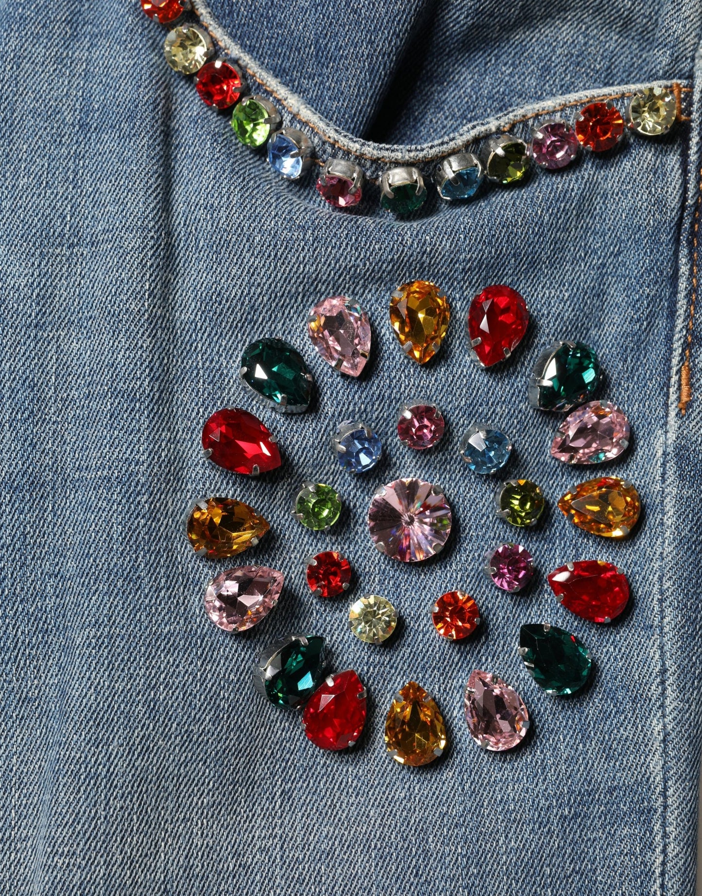 Blue Embellished Loose Cotton Men Denim Jeans