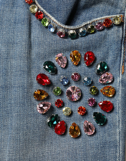 Blue Embellished Loose Cotton Men Denim Jeans