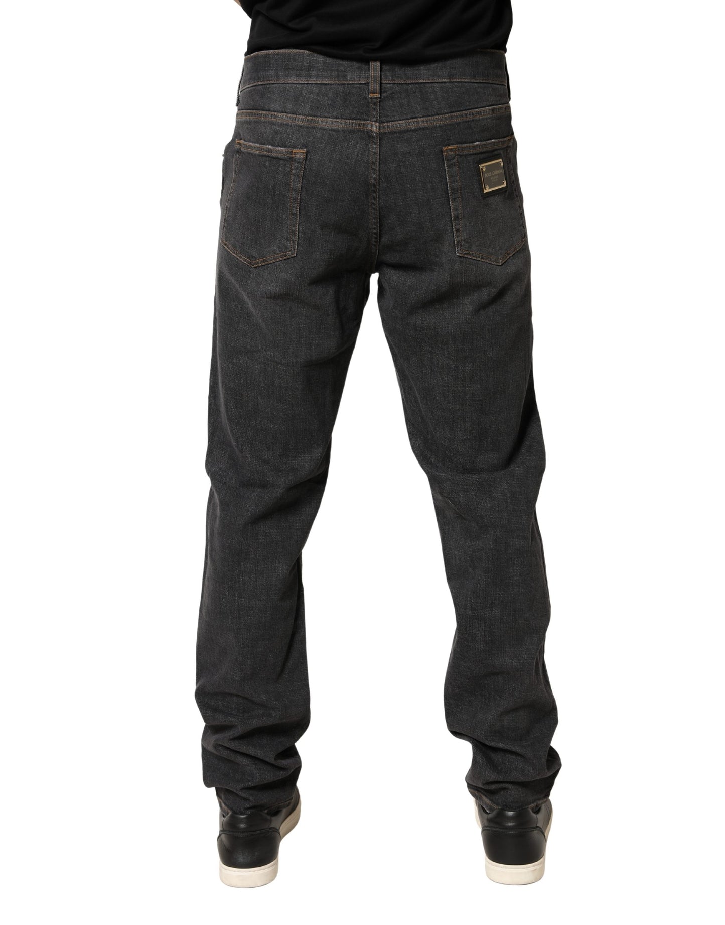 Dark Gray Slim Fit Cotton Men Denim Jeans