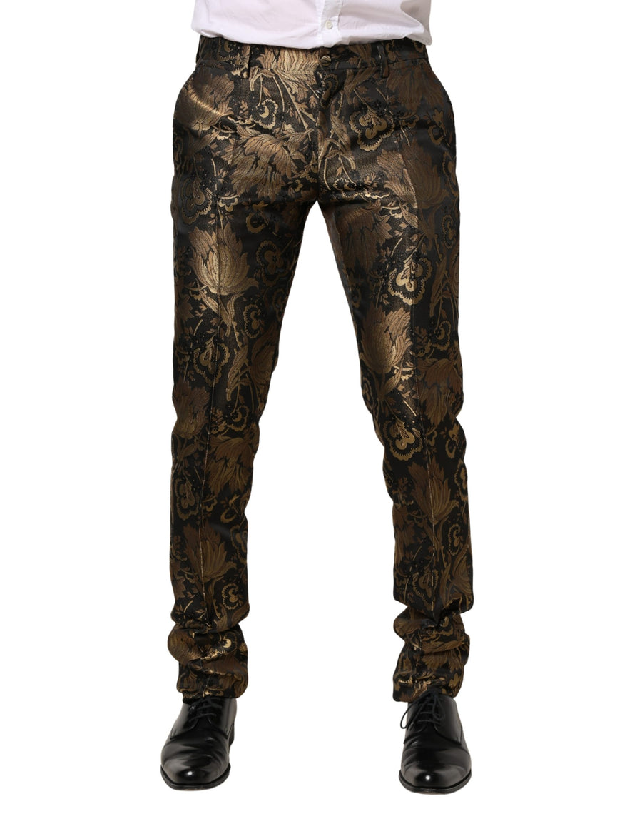 Gold Jacquard Dress Formal Men Trouser Pants