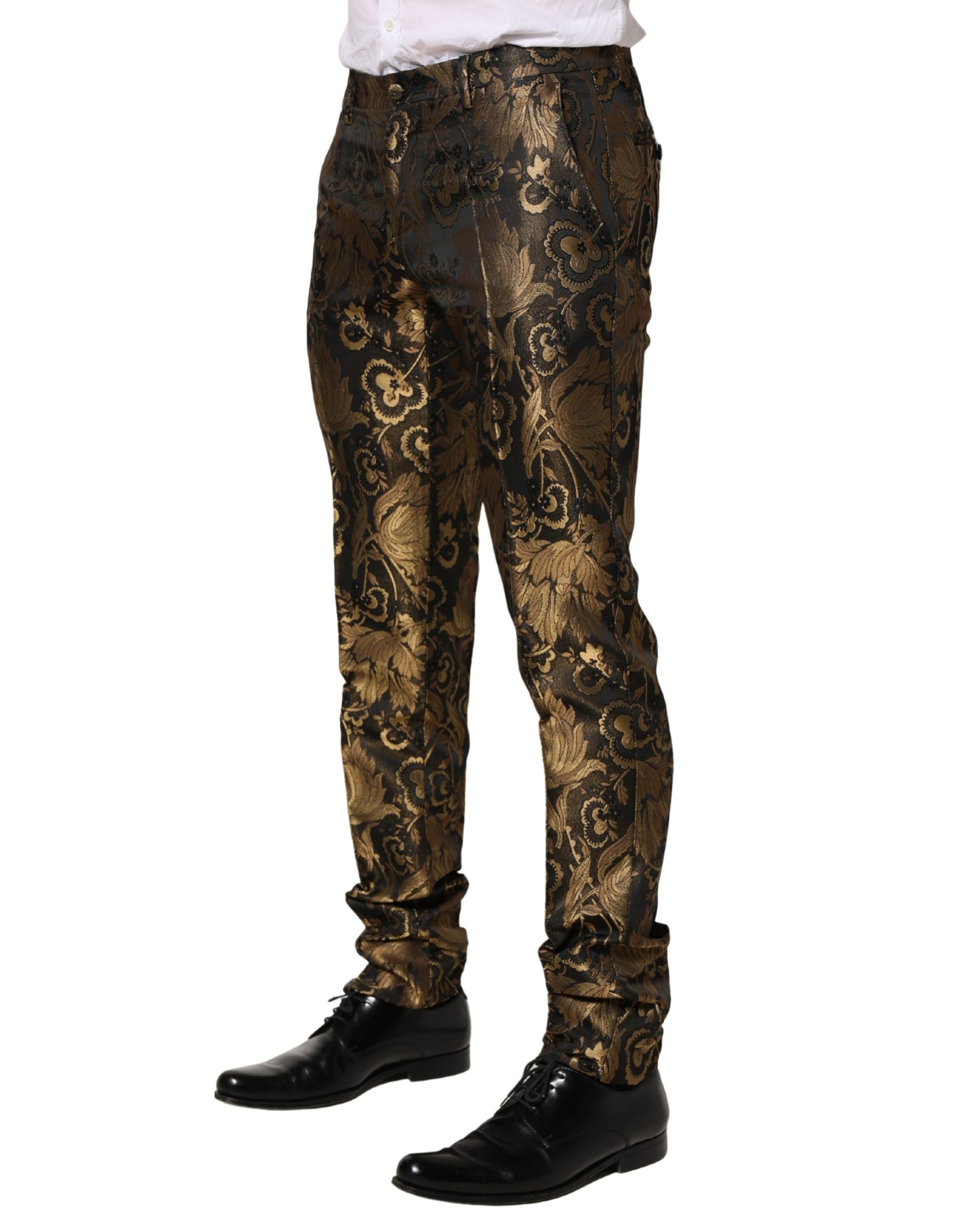 Gold Jacquard Dress Formal Men Trouser Pants