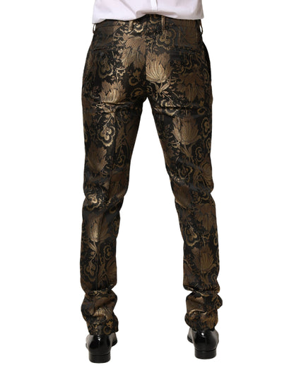 Gold Jacquard Dress Formal Men Trouser Pants