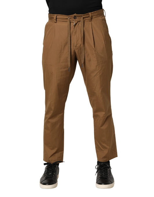 Brown Cotton Straight Chino Men Trouser Pants