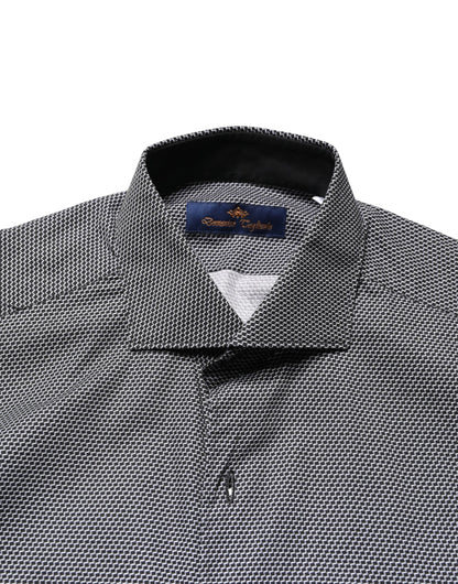 Gray Patterned Long Sleeves Men Dress Shirt