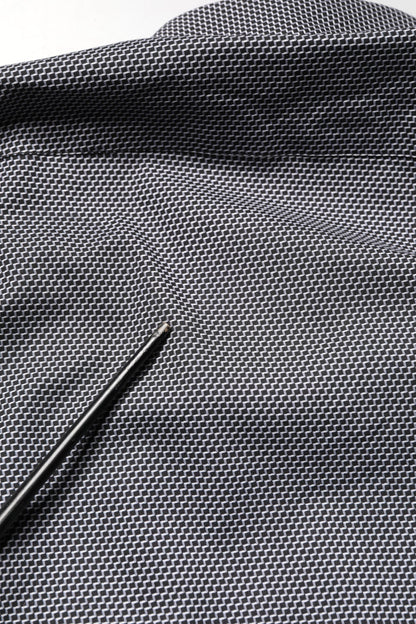 Gray Patterned Long Sleeves Men Dress Shirt