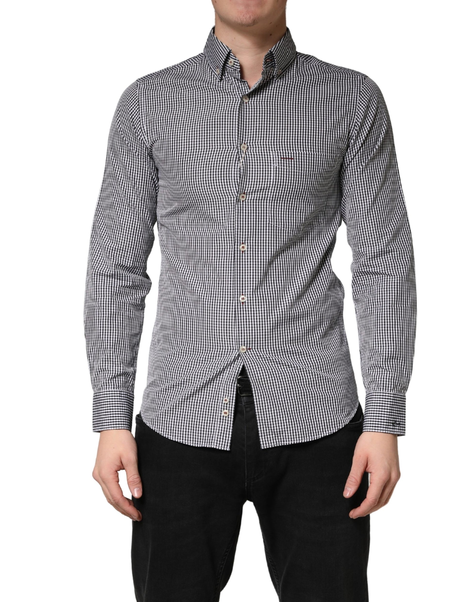 Gray Cotton Long Sleeves Button Down Dress Shirt