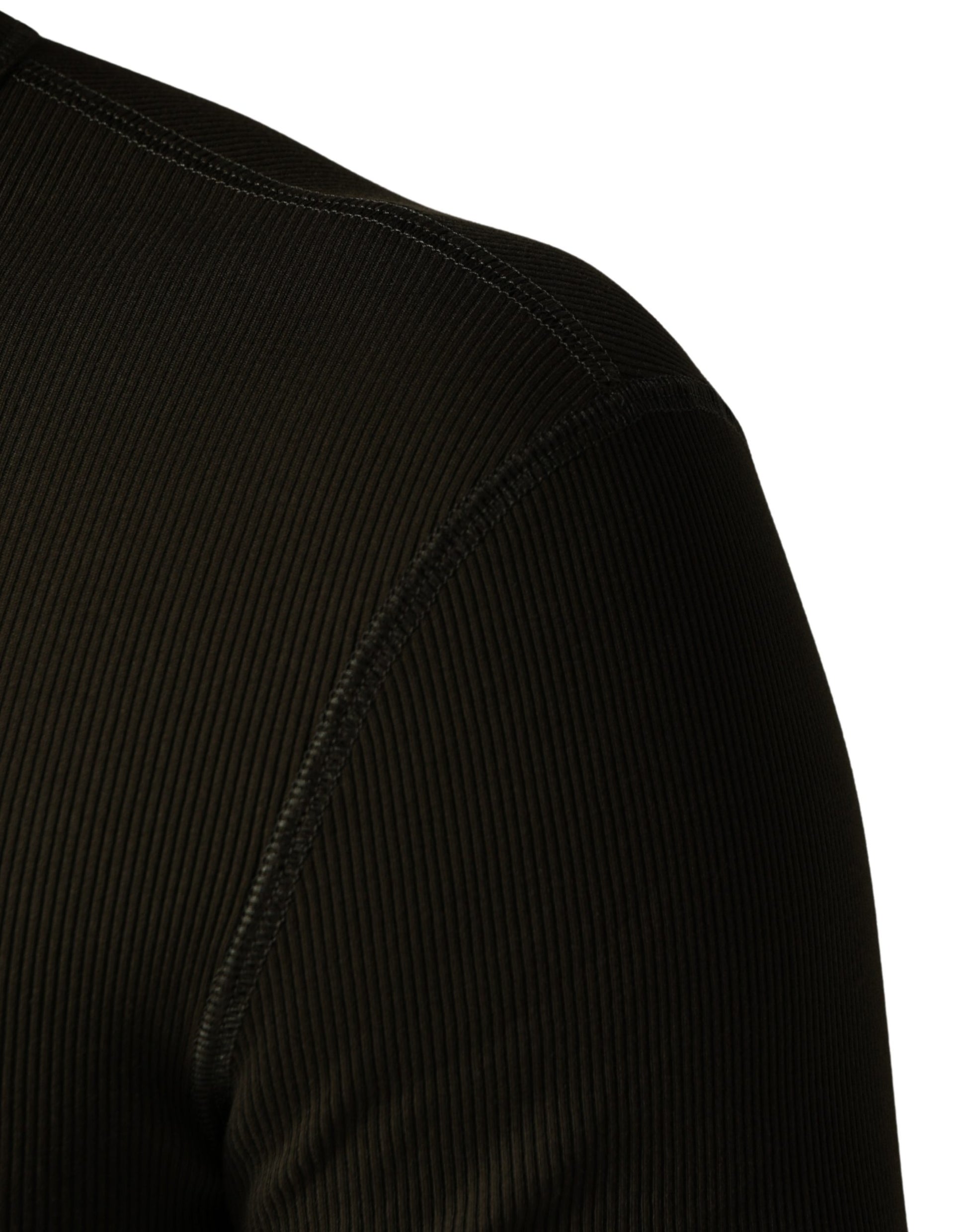 Brown Cotton Buttoned Henley Pullover Sweater