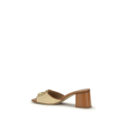 Beige Cotton Platform Sandals
