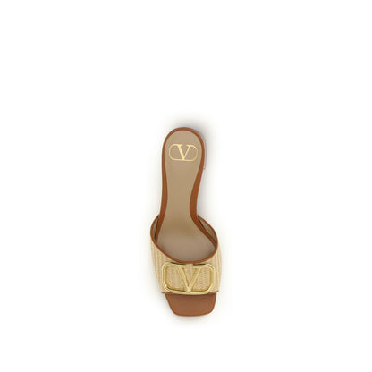 Beige Cotton Platform Sandals