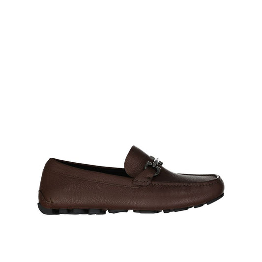 Brown Calfskin Slip-On Loafers