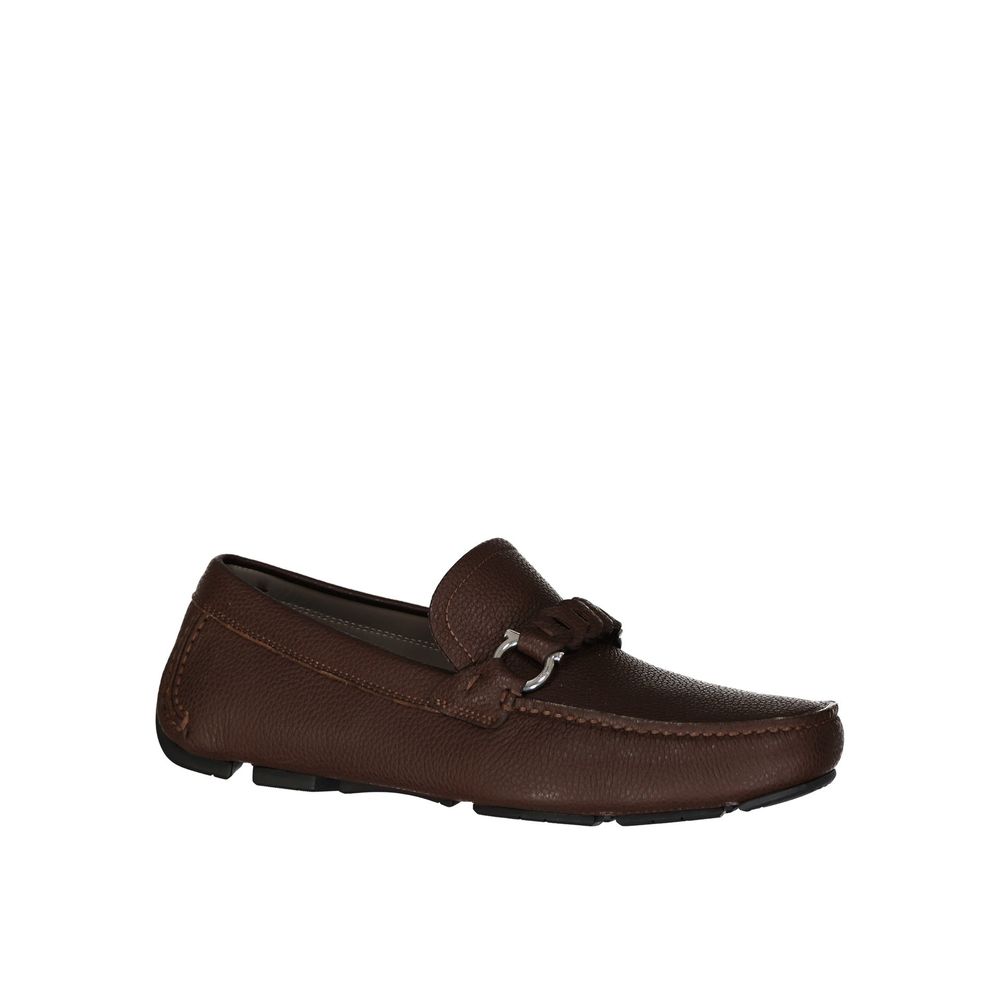 Brown Calfskin Slip-On Loafers