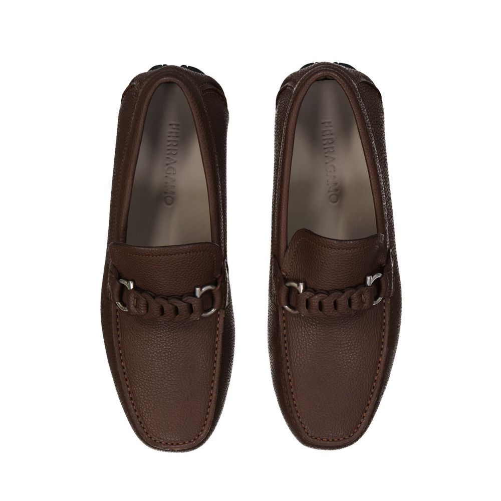 Brown Calfskin Slip-On Loafers