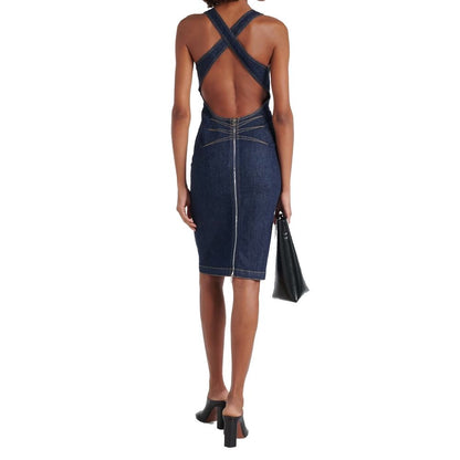 Blue Cotton Casual Dress