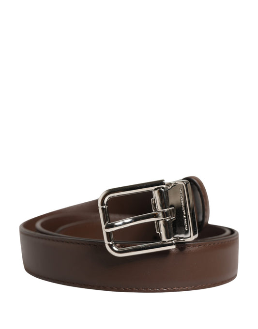 Belt Men Brown Classic Leather Metal Buckle Belt