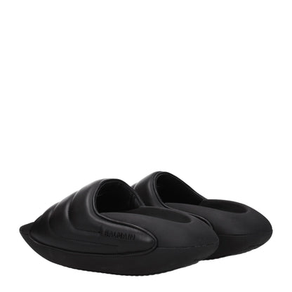 Black Leather Slippers
