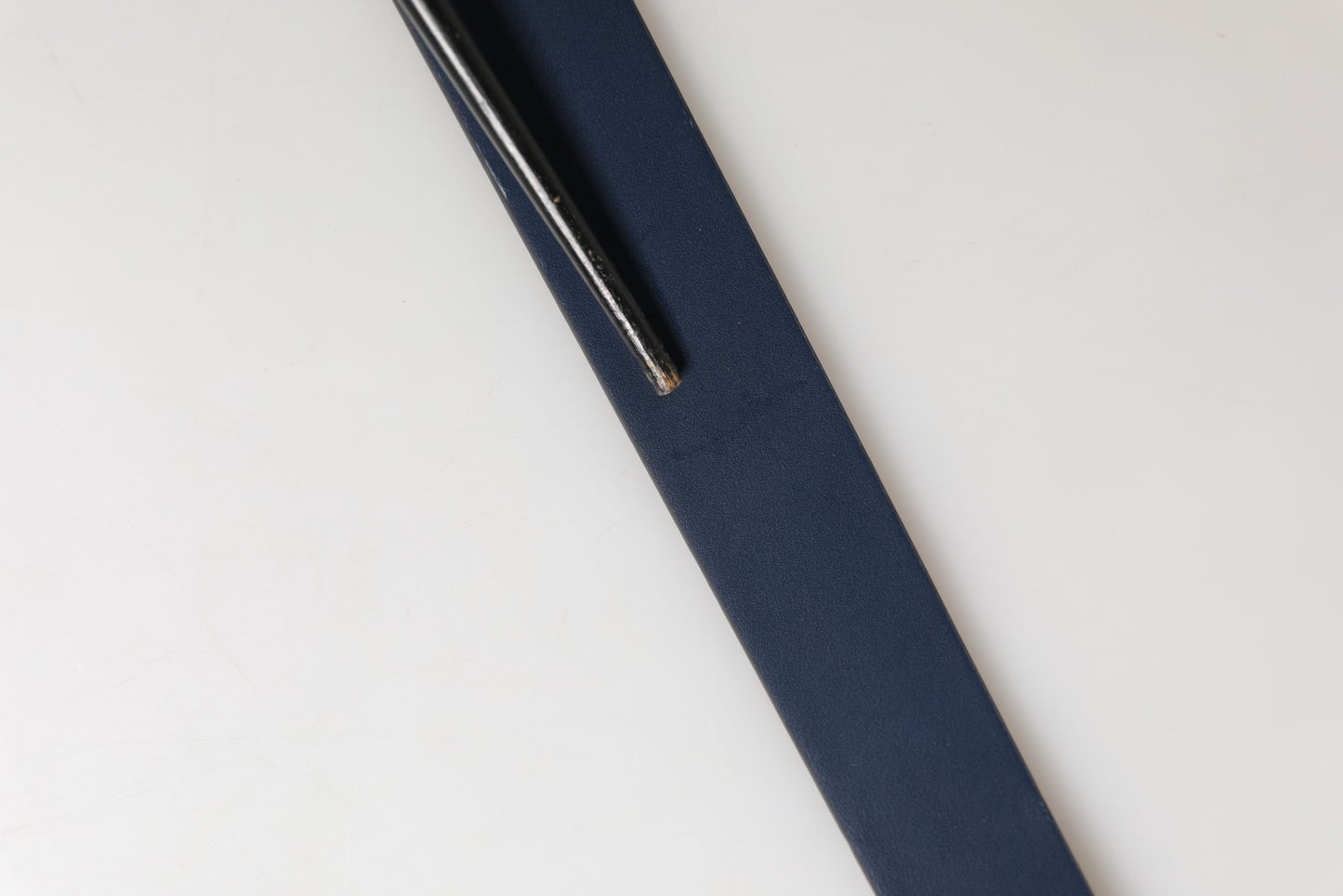 Blue Calfskin Leather Logo Metal Buckle Belt