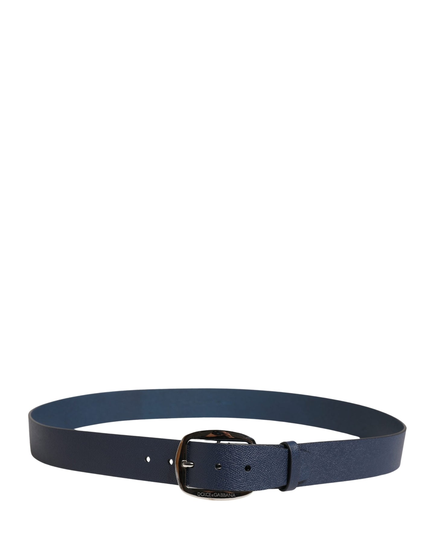 Men Blue Classic Leather Metal Buckle Belt