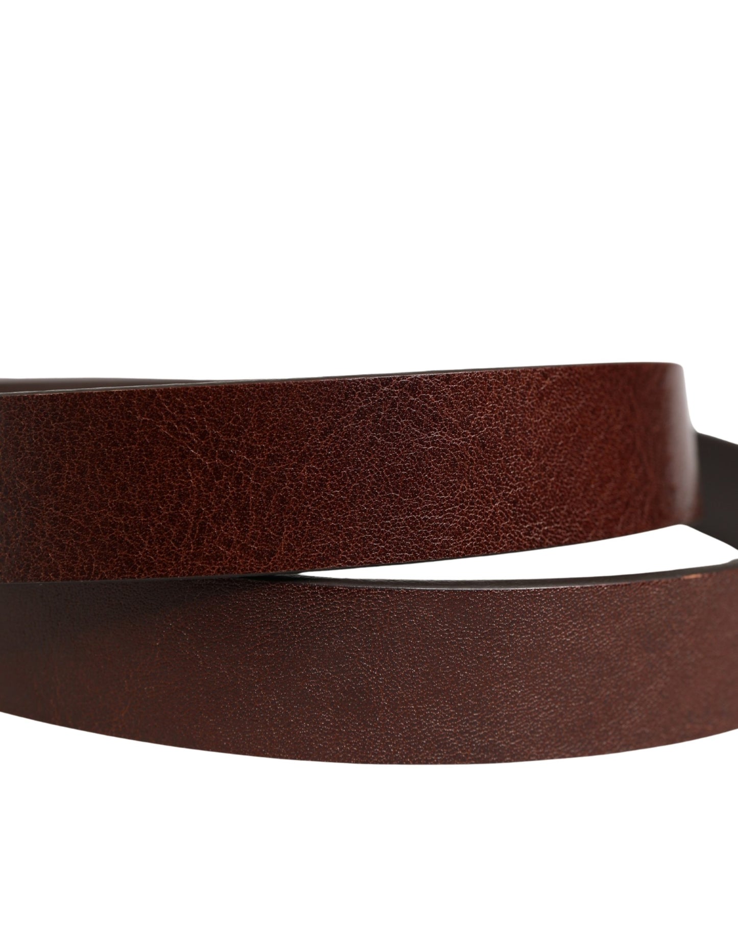 Men Brown Classic Leather Logo Buckle Belt