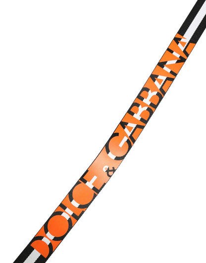 Men Black White Nylon Logo Metal Buckle Belt