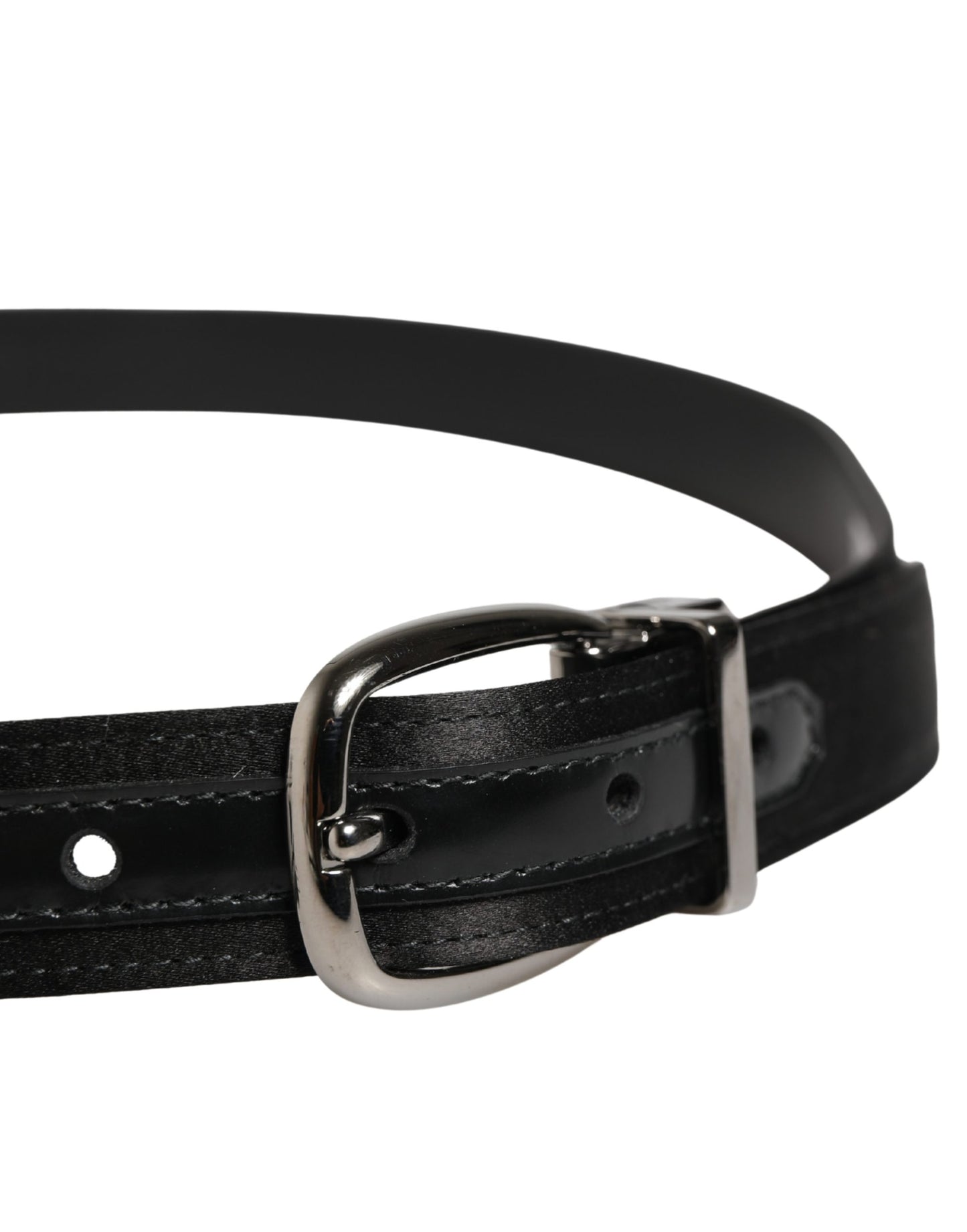 Men Black Classic Leather Metal Buckle Belt