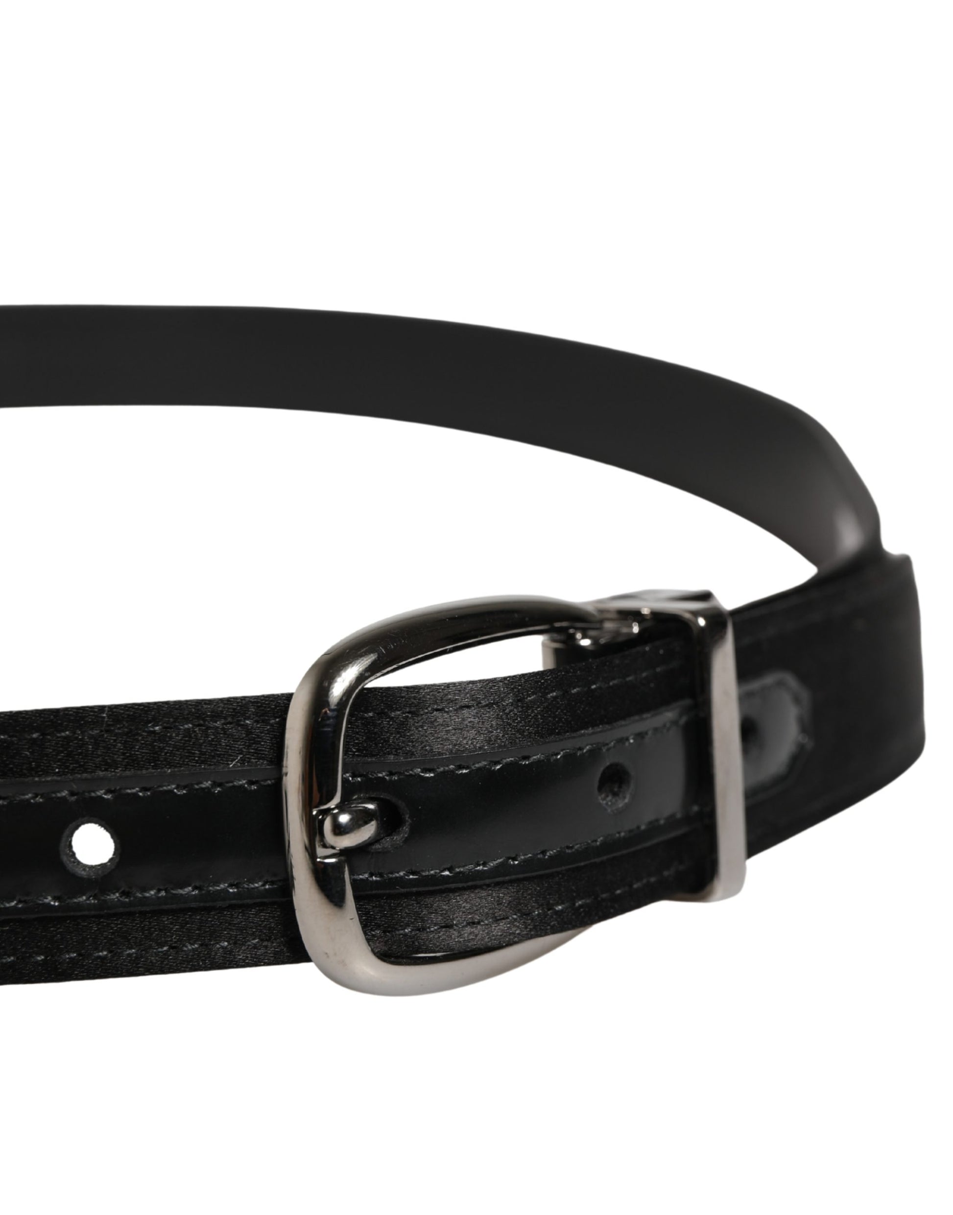 Men Black Classic Leather Metal Buckle Belt