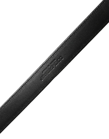 Men Black Classic Leather Metal Buckle Belt