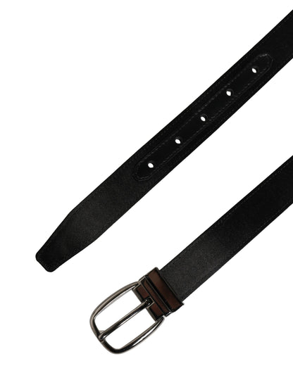 Men Black Classic Leather Metal Buckle Belt