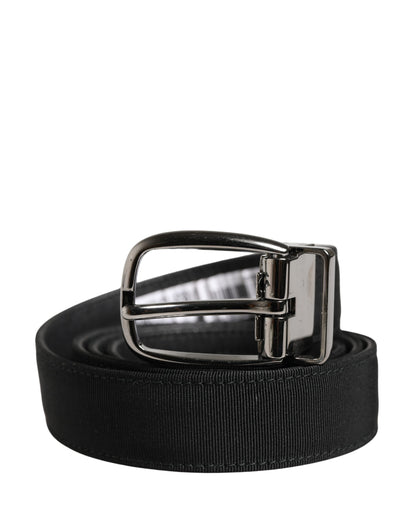 Men Black Viscose Silver Metal Buckle Belt