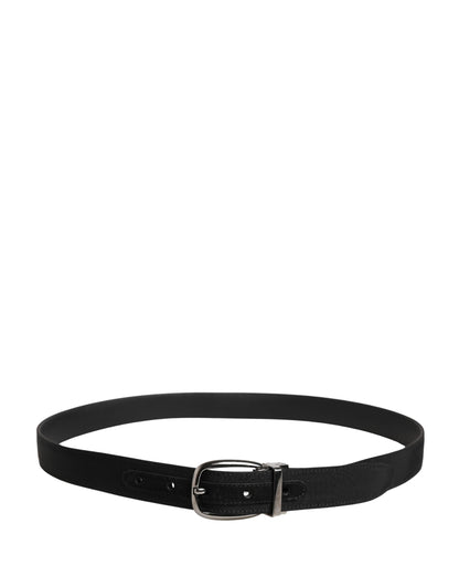 Men Black Viscose Silver Metal Buckle Belt