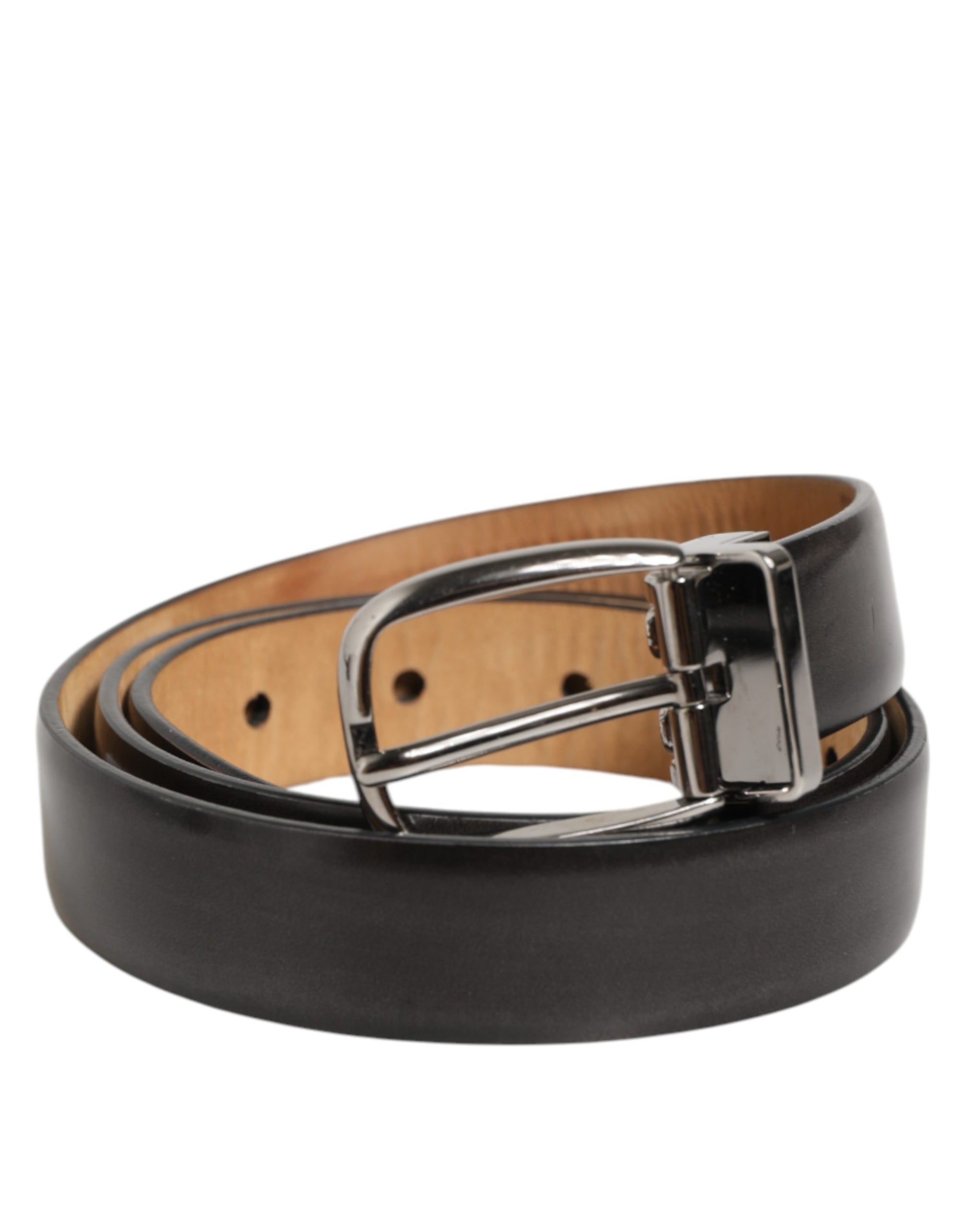 Men Black Leather Classic Metal Buckle Belt