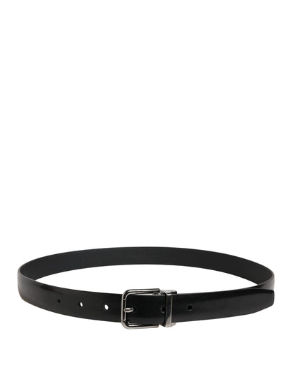 Men Black Leather Classic Metal Buckle Belt