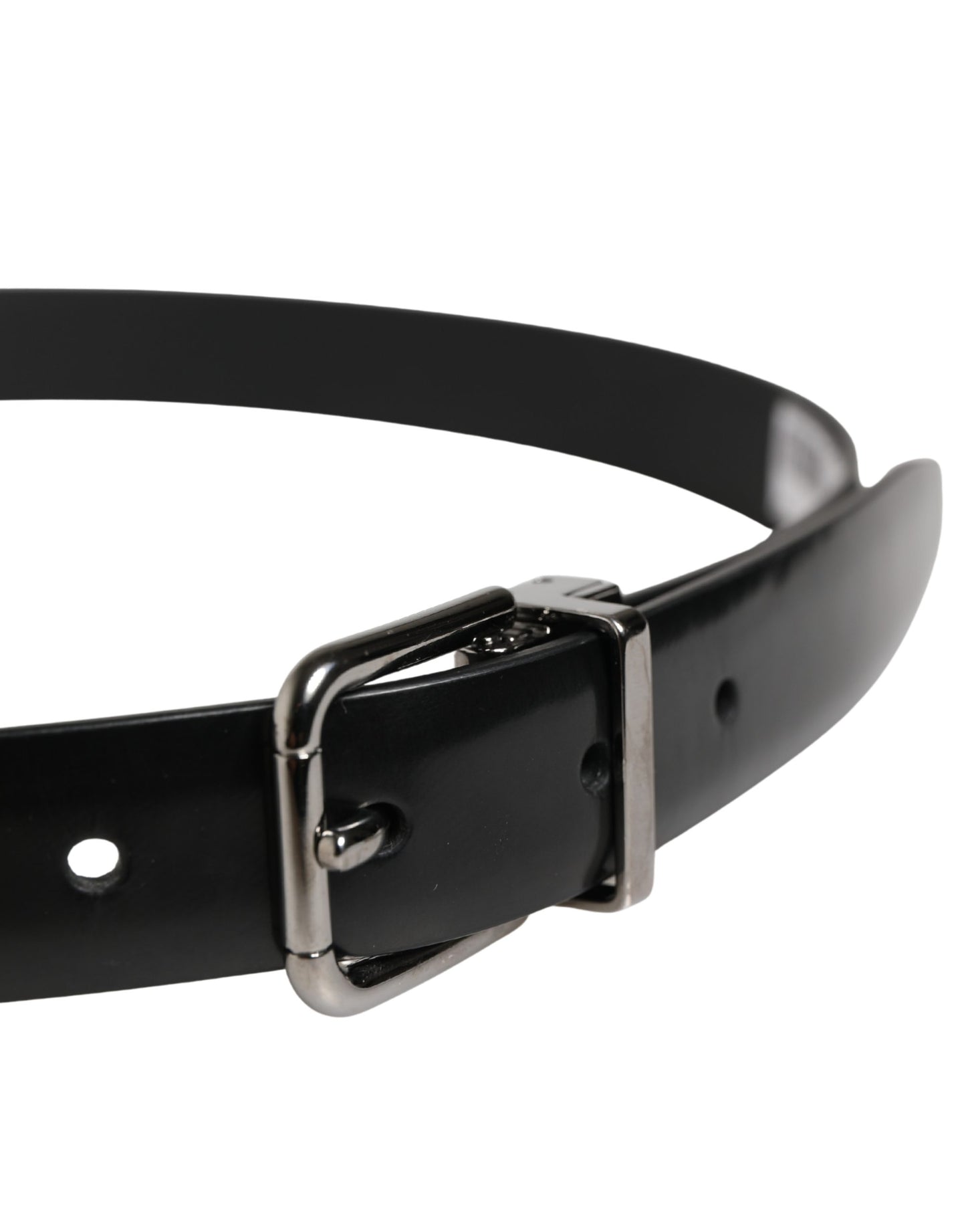 Men Black Leather Classic Metal Buckle Belt