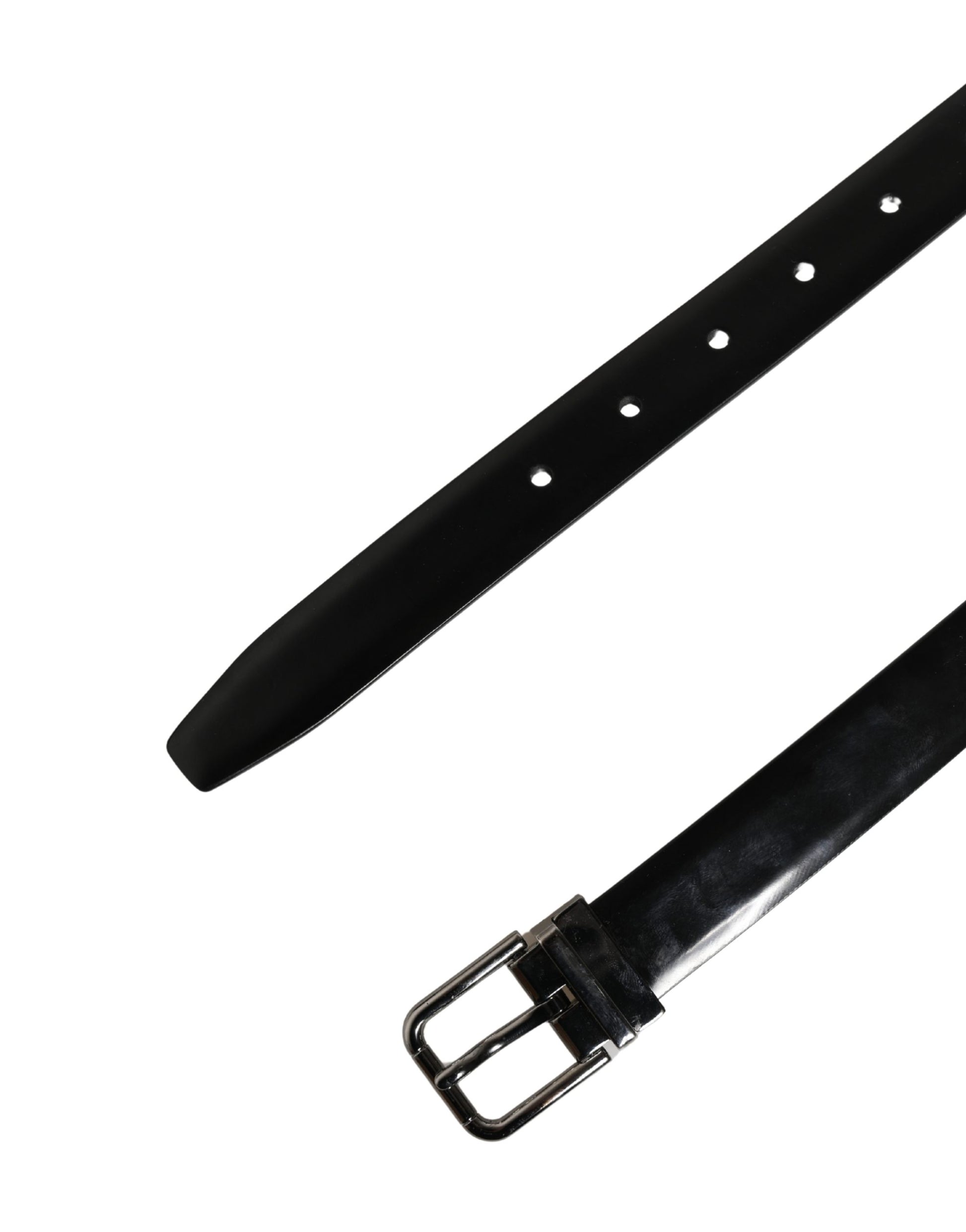 Men Black Leather Classic Metal Buckle Belt