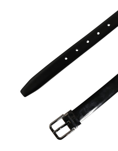 Men Black Leather Classic Metal Buckle Belt