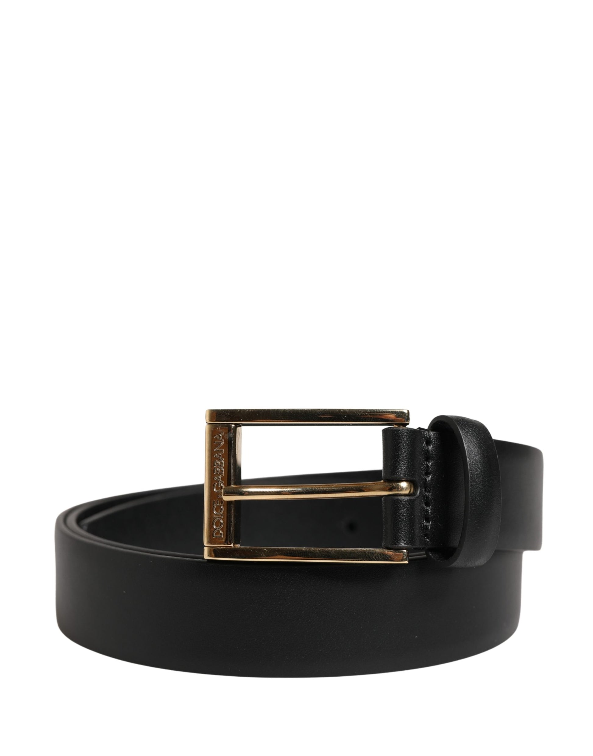Men Black Classic Leather Metal Buckle Belt