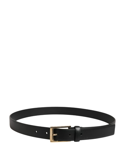 Men Black Classic Leather Metal Buckle Belt