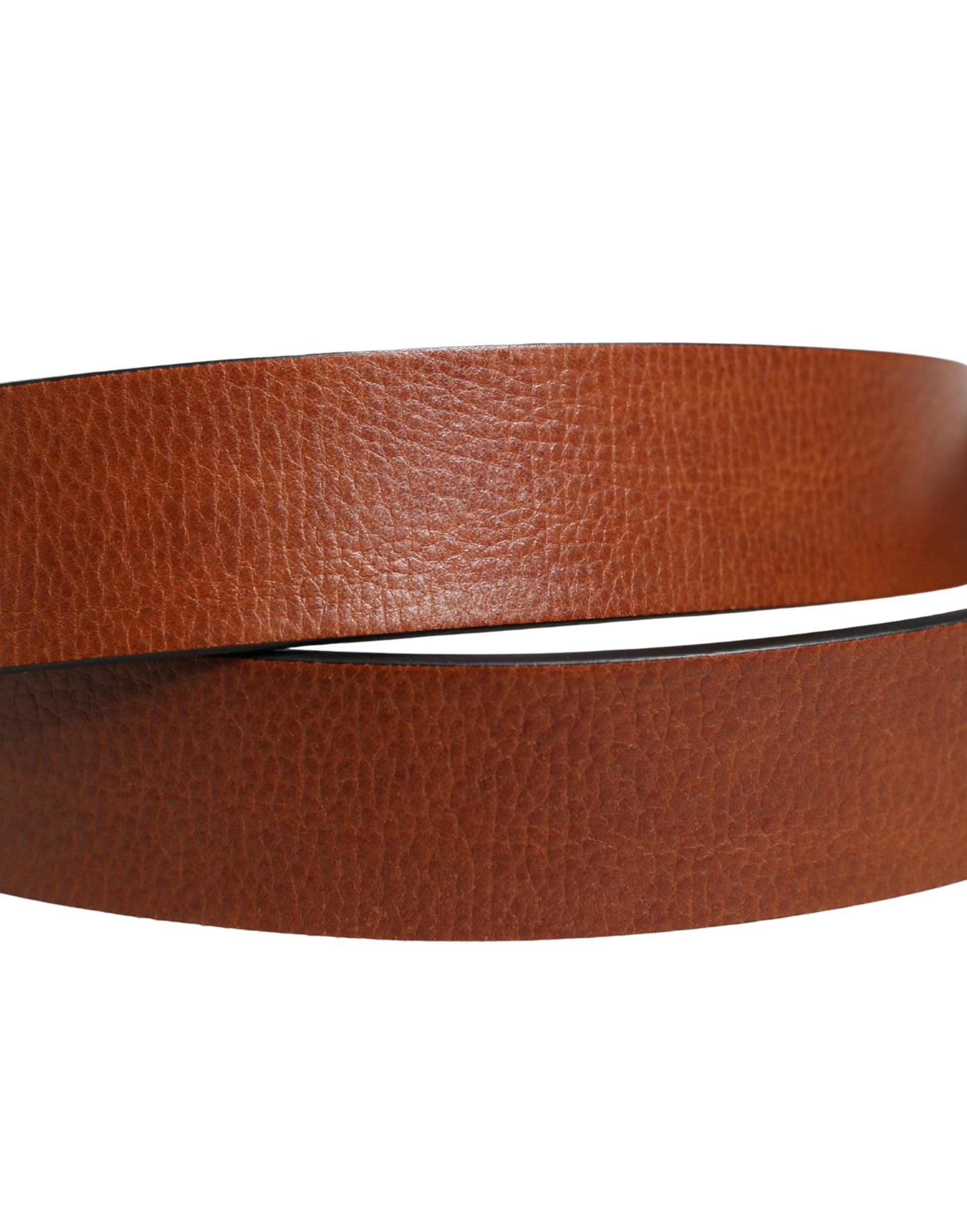 Men Brown Leather Classic Metal Buckle Belt