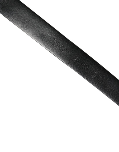 Men Black Calf Embellished Metal Buckle Belt