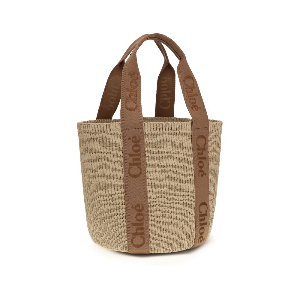 Beige Raffia Backet Bag
