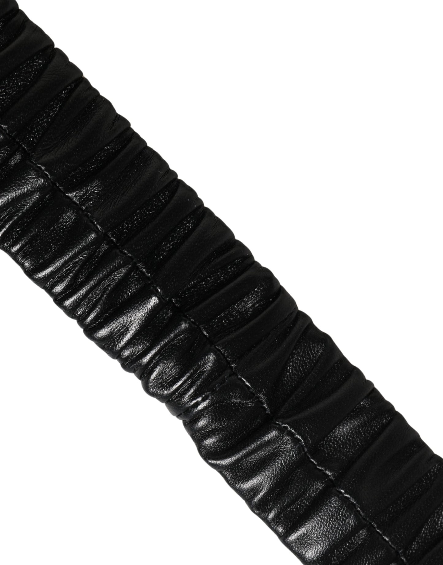 Black Leather Gold Heart Metal Buckle Belt